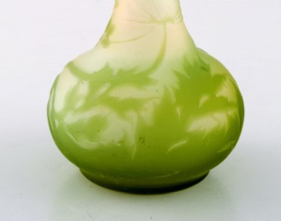 French Emile Gallé Art Glass Vase with Narrow Neck, circa 1910s