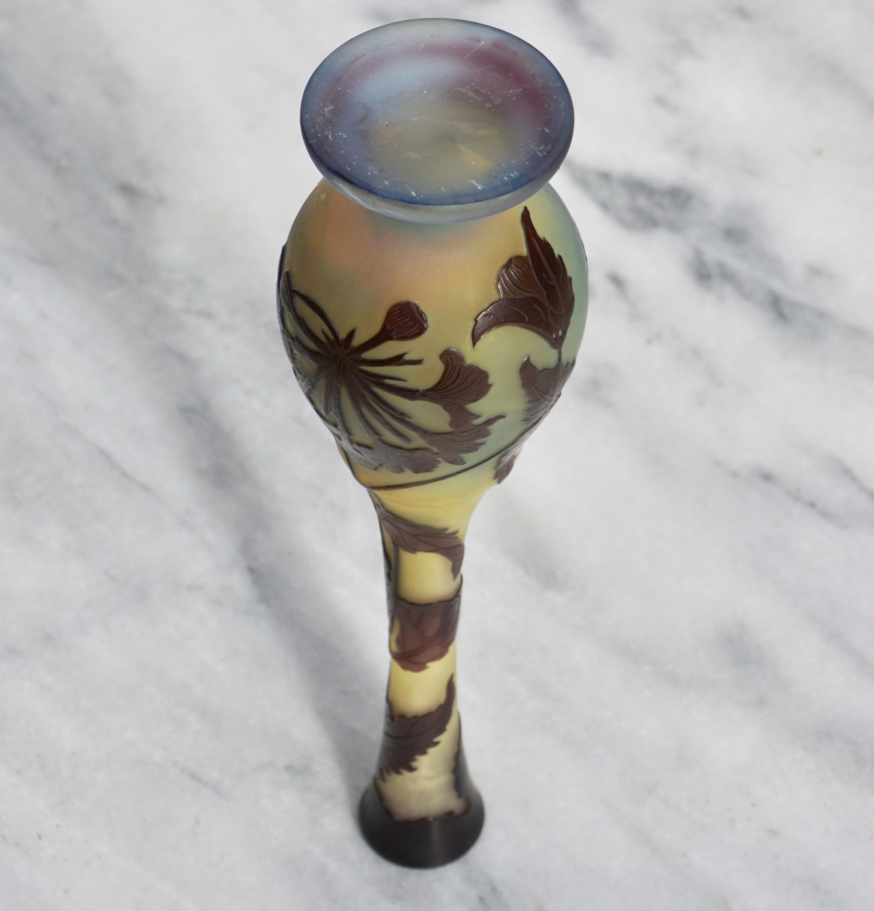 Emile Galle Art Nouveau Cameo Footed Vase In Excellent Condition In Dallas, TX