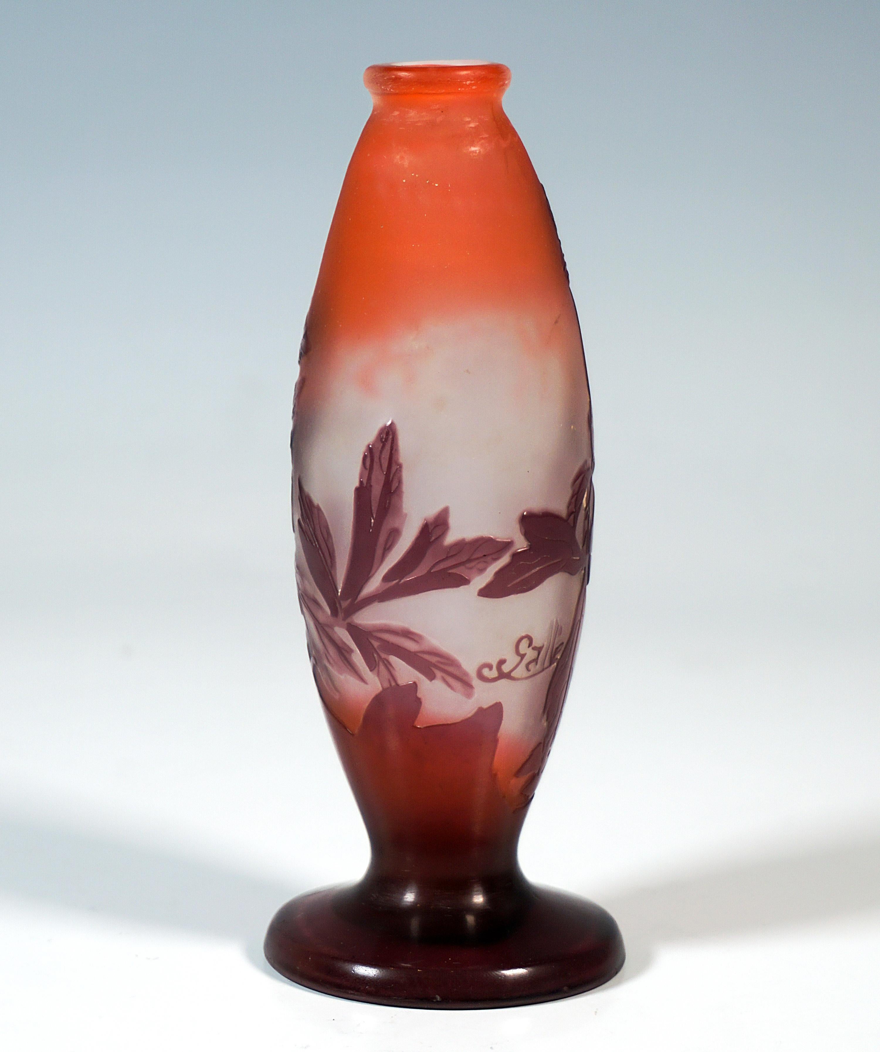 French Émile Gallé Art Nouveau Cameo Single Vase 'Anémones', Nancy, France Ca. 1900