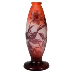 Antique Émile Gallé Art Nouveau Cameo Single Vase 'Anémones', Nancy, France Ca. 1900