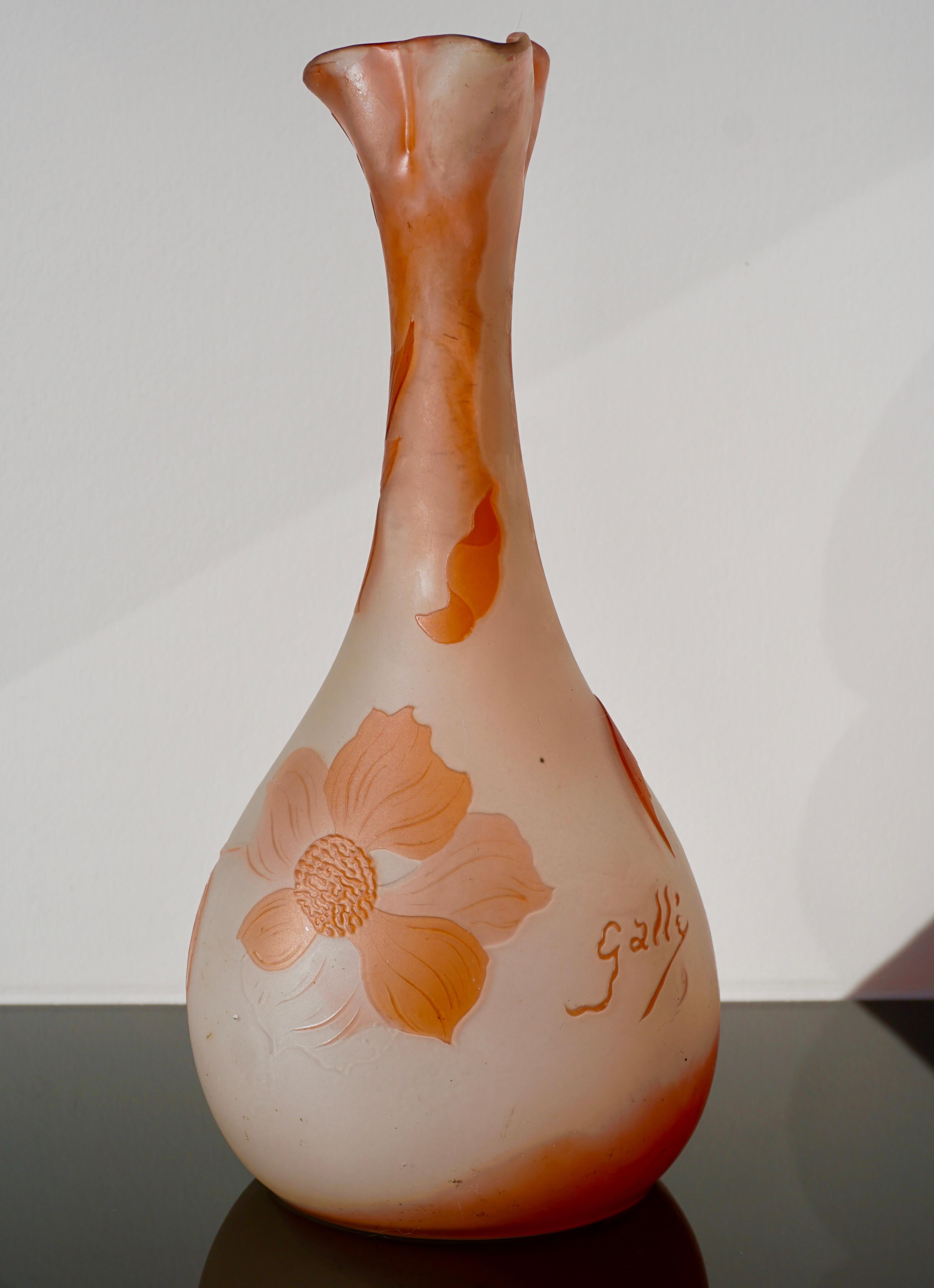 French Emile Galle Art Nouveau Cameo Vase, 1900