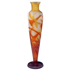 Antique Émile Gallé Art Nouveau Cameo Vase With Daffodil Decor, France, Circa 1904