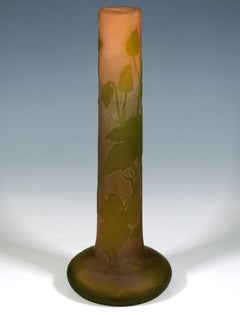 Emile Galle Art Nouveau Cameo Vase, Mauve Sauvage, Nancy, France, Circa 1910