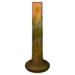 Emile Galle Art Nouveau Cameo Vase, Mauve Sauvage, Nancy, France, Circa 1910