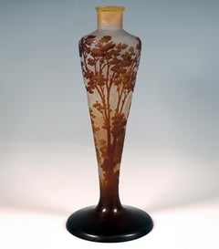 Jarrón camafeo Art Nouveau Émile Gallé, decoración de paisaje marino, Francia, hacia 1904