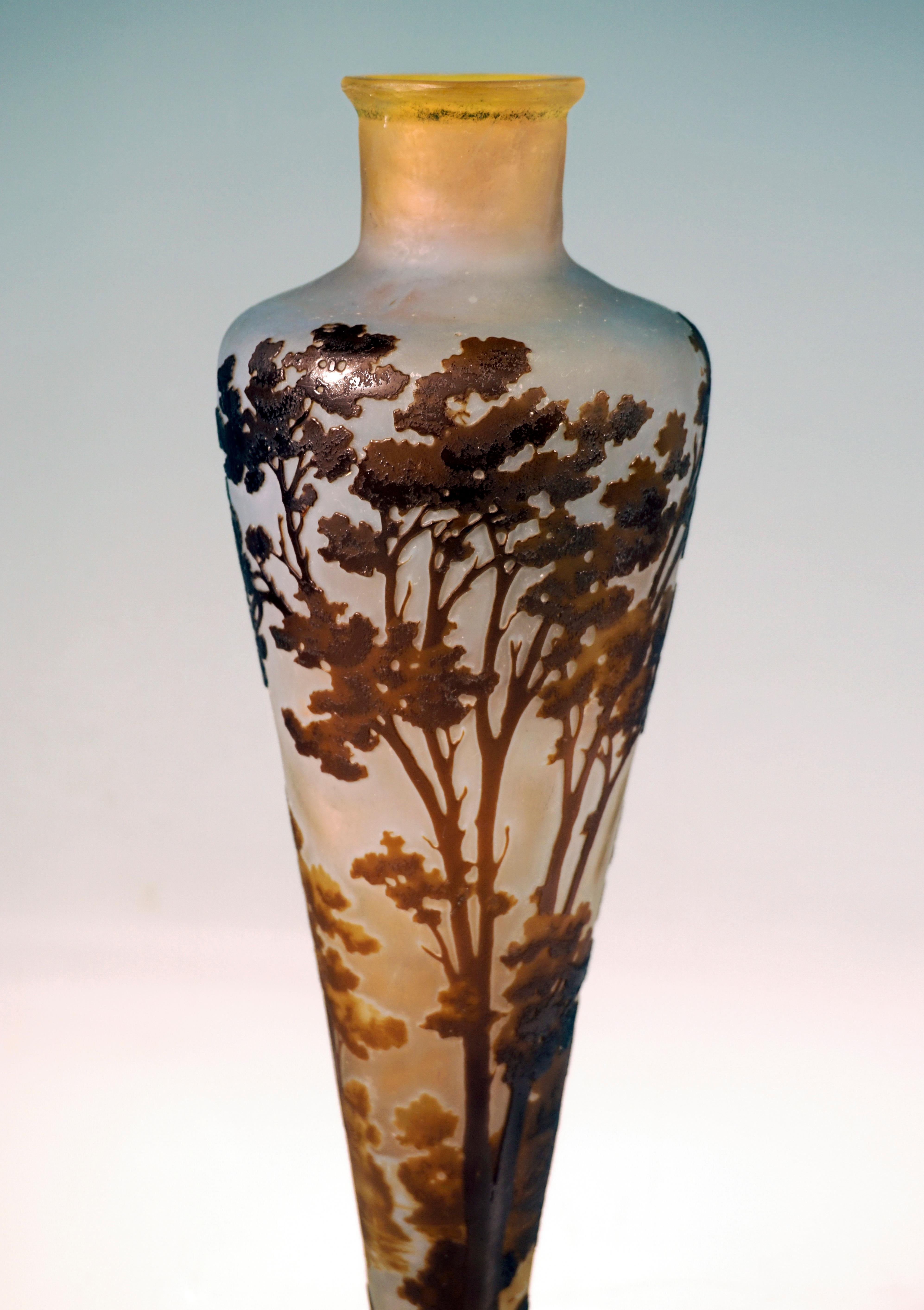 Émile Gallé Jugendstil-Kamee-Vase, Seelandschafts-Dekor, Frankreich, um 1904 im Zustand „Gut“ im Angebot in Vienna, AT