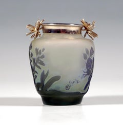 Vase camée Art Nouveau d'Émile Gallé avec monture en argent, Nancy, France 1904