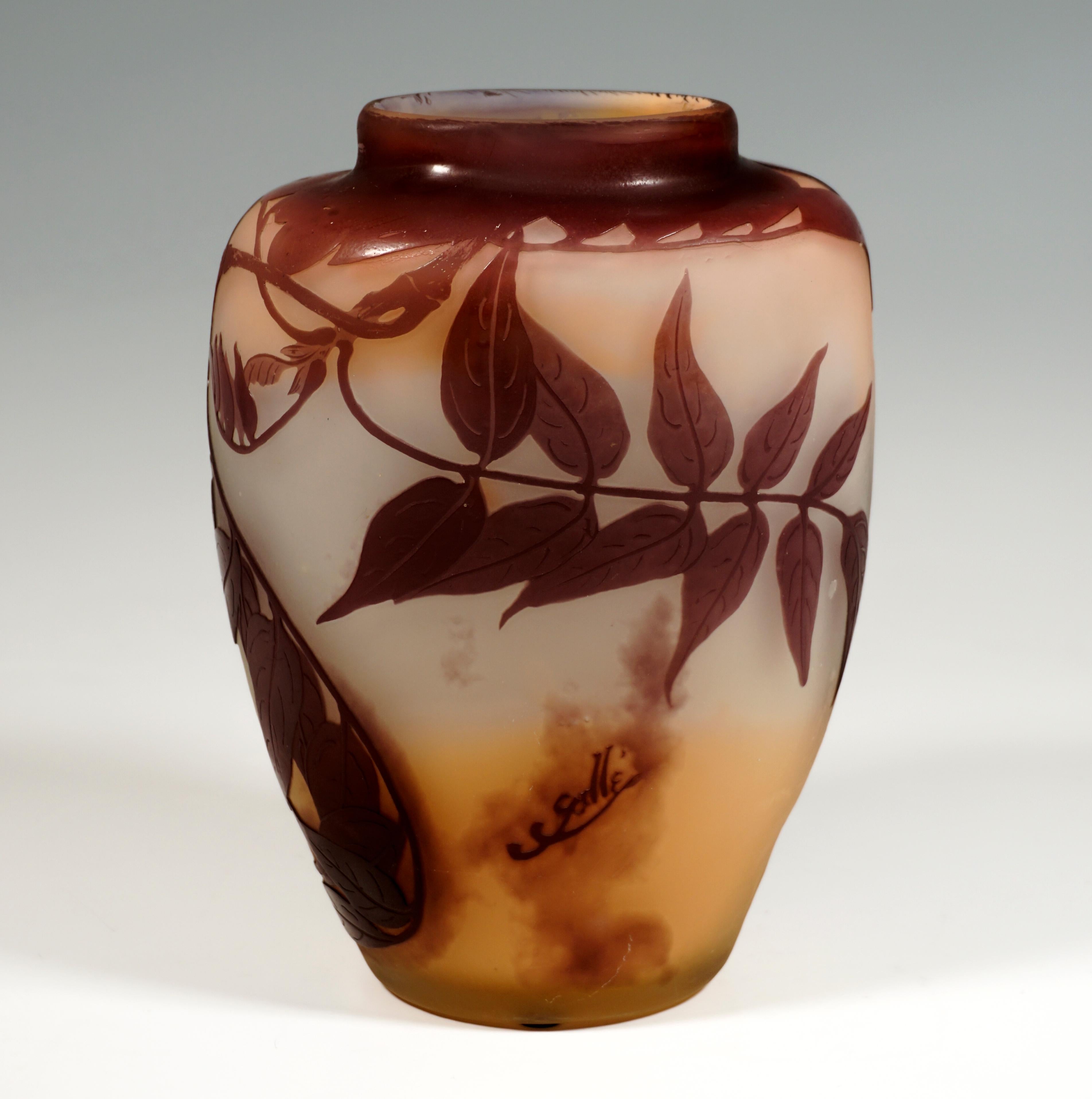 French Art Nouveau Cameo Vase with Wisteria Decor, Émile Gallé, France 1903/04 For Sale