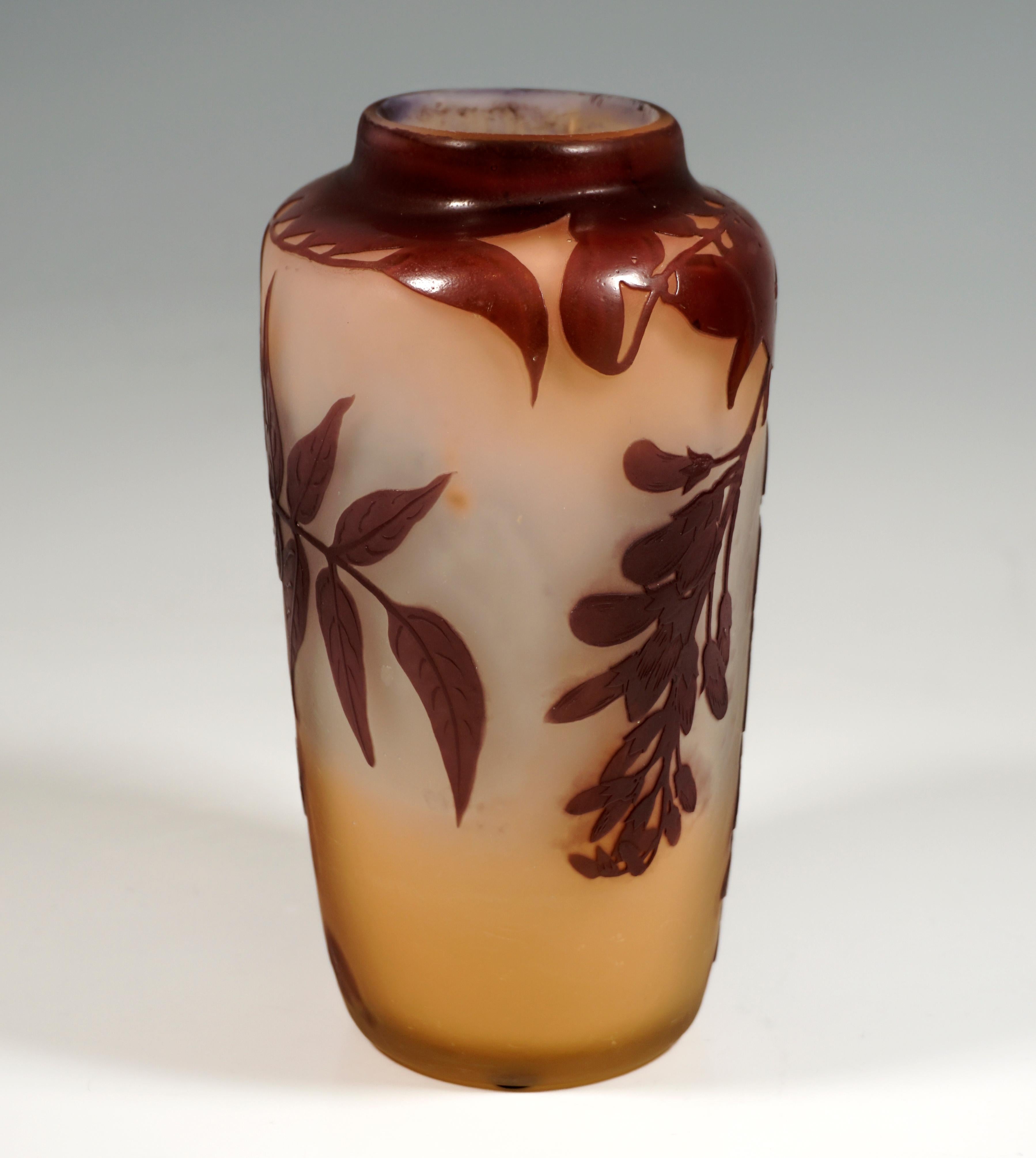 Buriné Vase camée Art nouveau à décor de glycines, Émile Gallé, France 1903/04 en vente