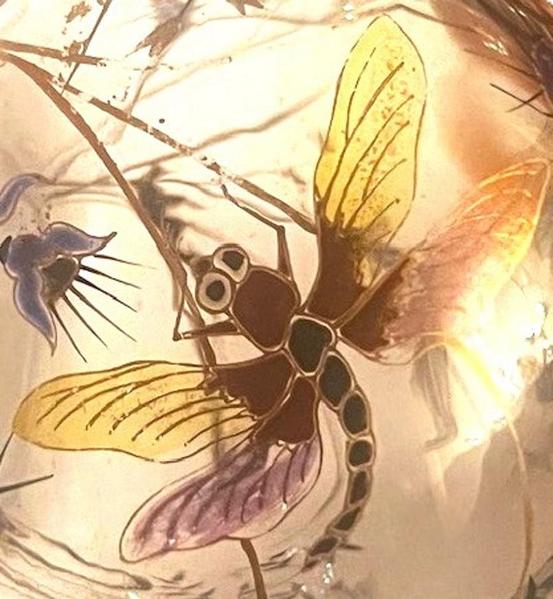 Soliflores in smalto Art Nouveau di Émile Gallé con libellula e cardi, Nancy, 1900 ca. in vendita 5