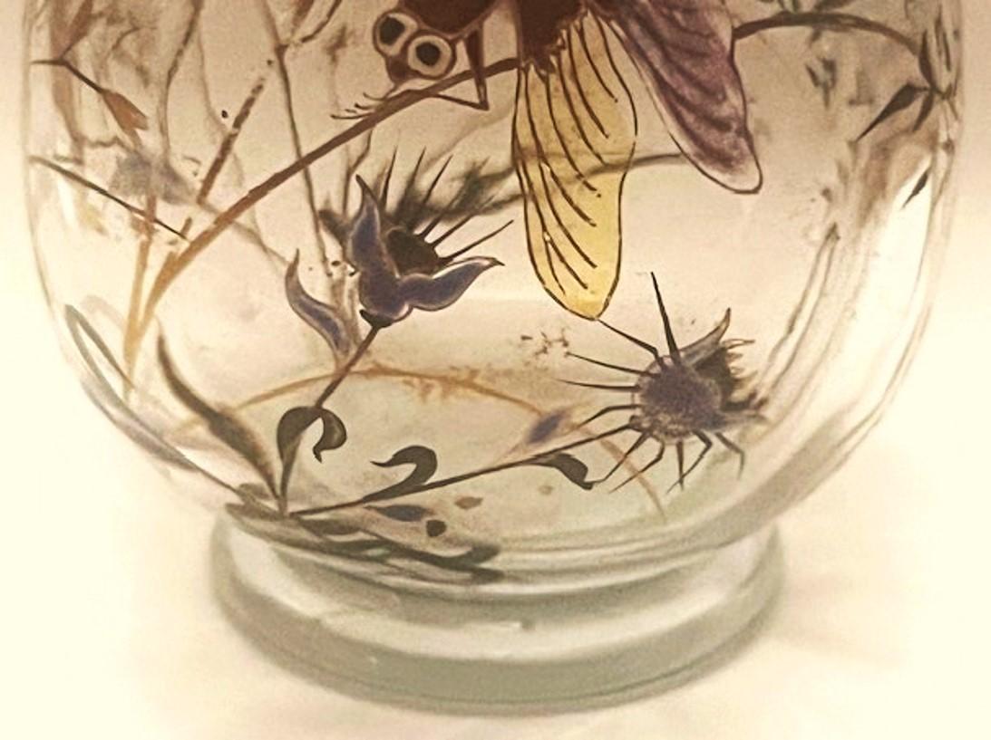 Soliflores in smalto Art Nouveau di Émile Gallé con libellula e cardi, Nancy, 1900 ca. in vendita 6