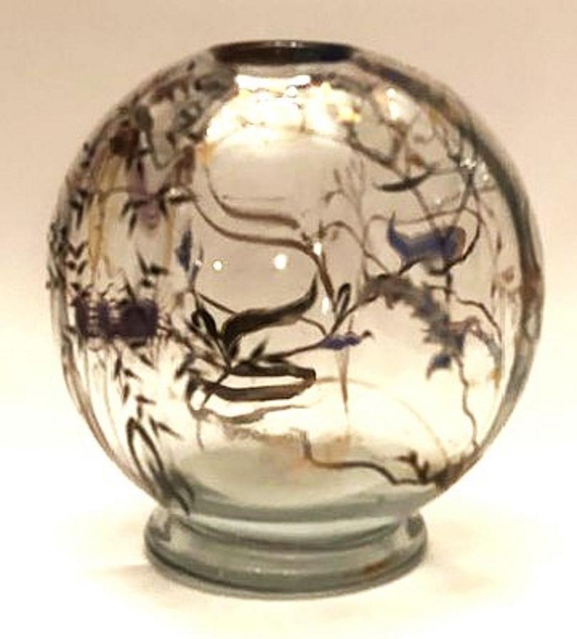 Soliflores in smalto Art Nouveau di Émile Gallé con libellula e cardi, Nancy, 1900 ca. In condizioni buone in vendita a New York, NY