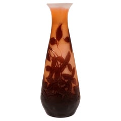 Émile Gallé Art Nouveau Flacon Shape Vase with Clematis Decor, France 1903/04