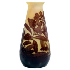 Émile Gallé Art Nouveau Flacon Shape Vase with Floral Decor, France, 1906/14