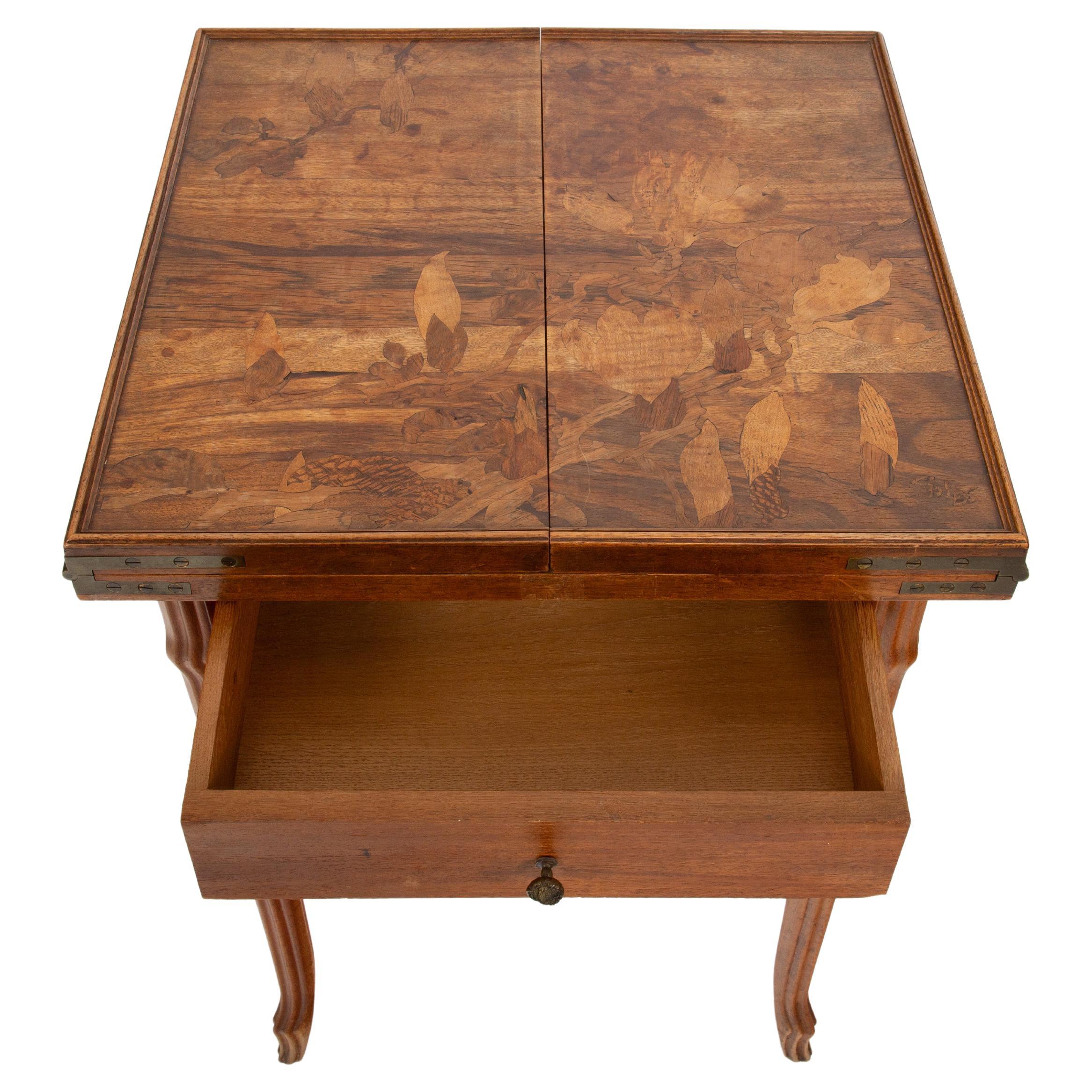 Émile Gallé Art Nouveau Folding Games Table, circa 1902–1904 en vente