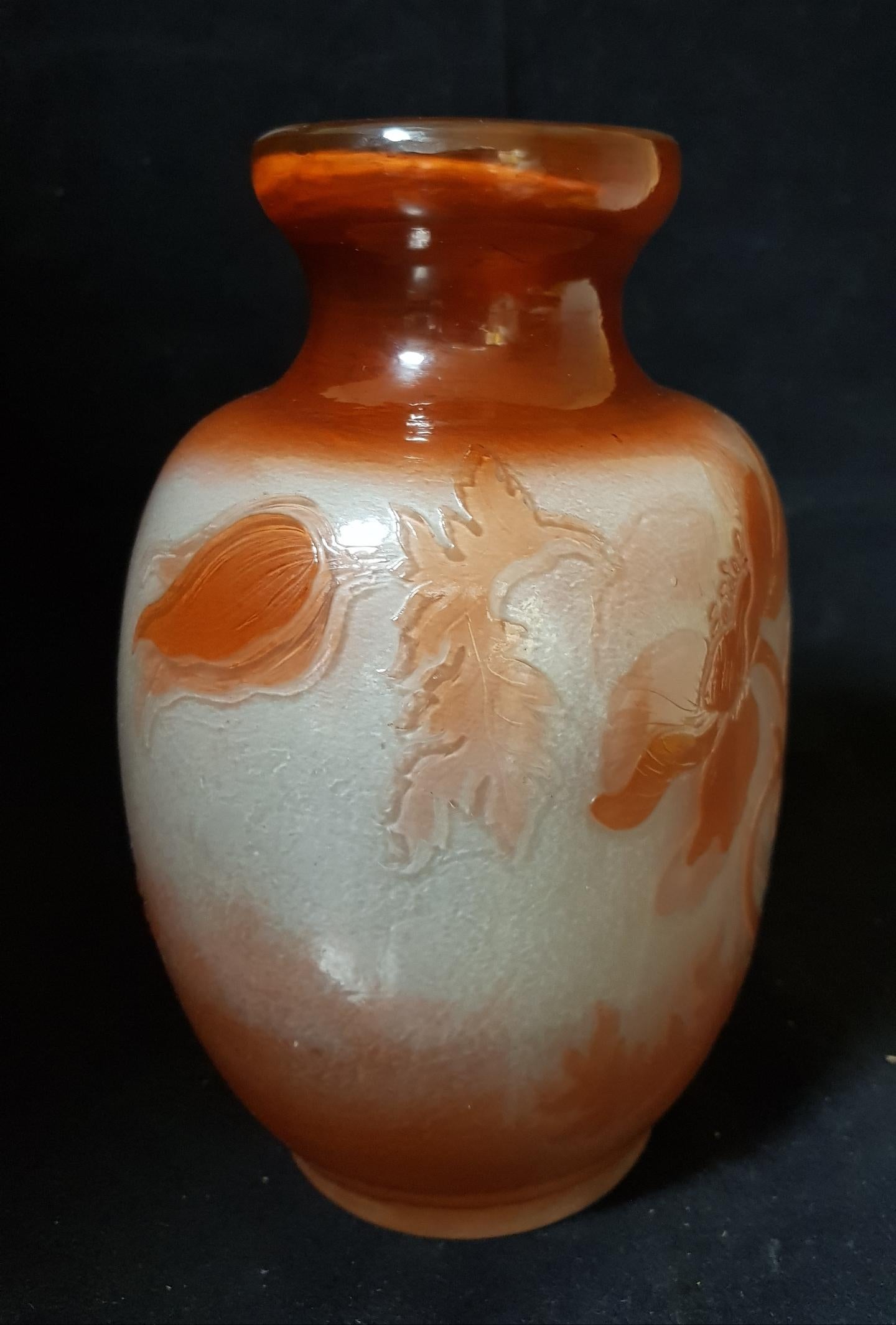 Emile Gallé Art Nouveau France Red Polished Glass Vase, 1900s 7