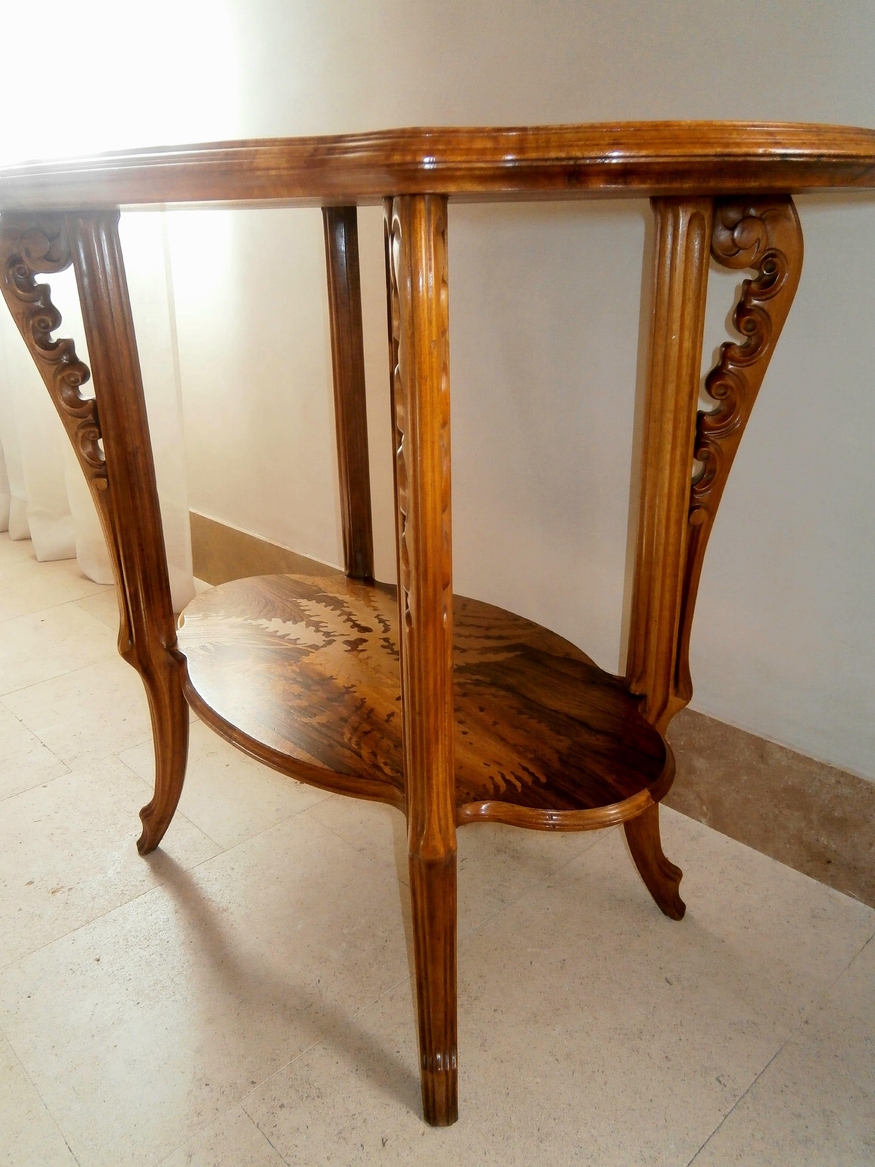 Emile Gallé Art Nouveau Gueridon Coffee Center Table, France, 1900 In Good Condition In Paris, FR