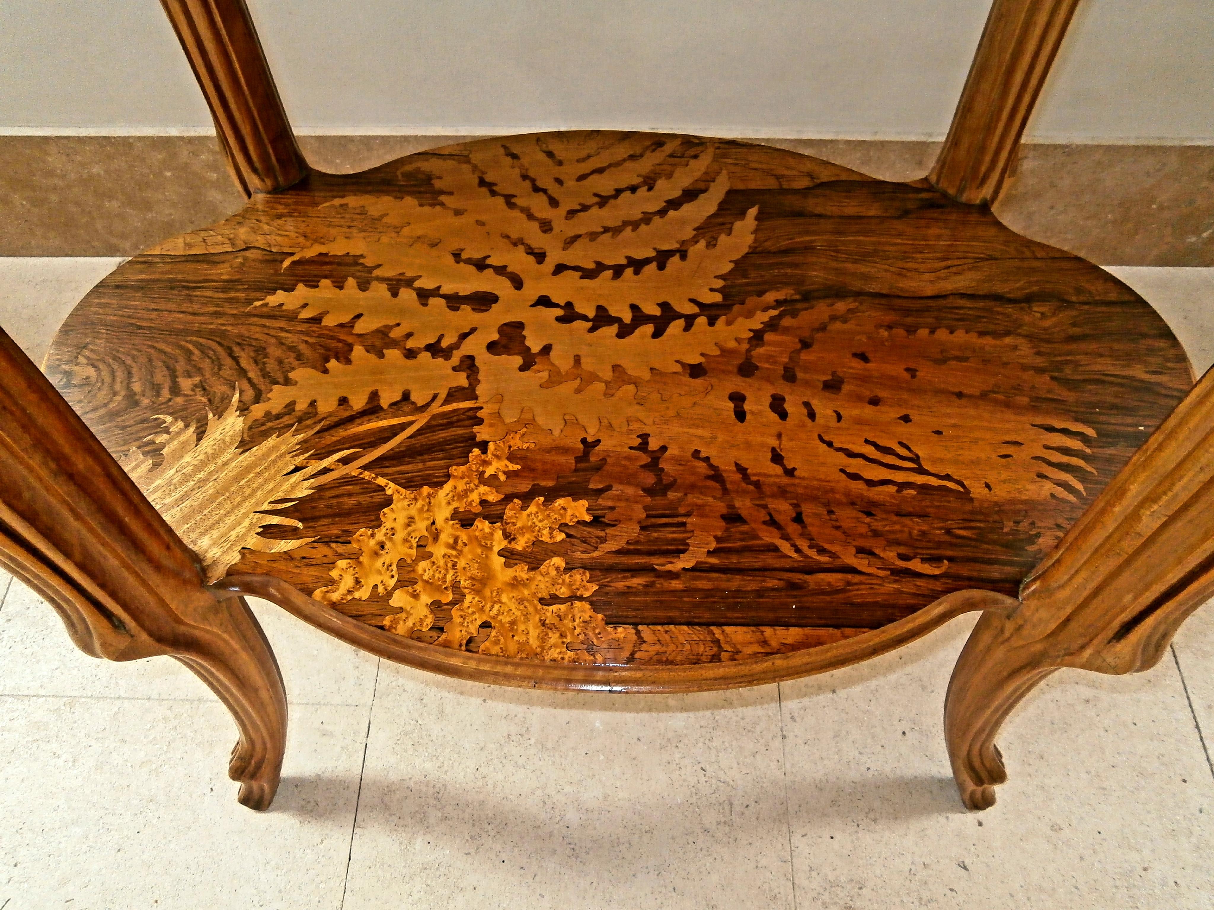 Early 20th Century Emile Gallé Art Nouveau Gueridon Coffee Center Table, France, 1900