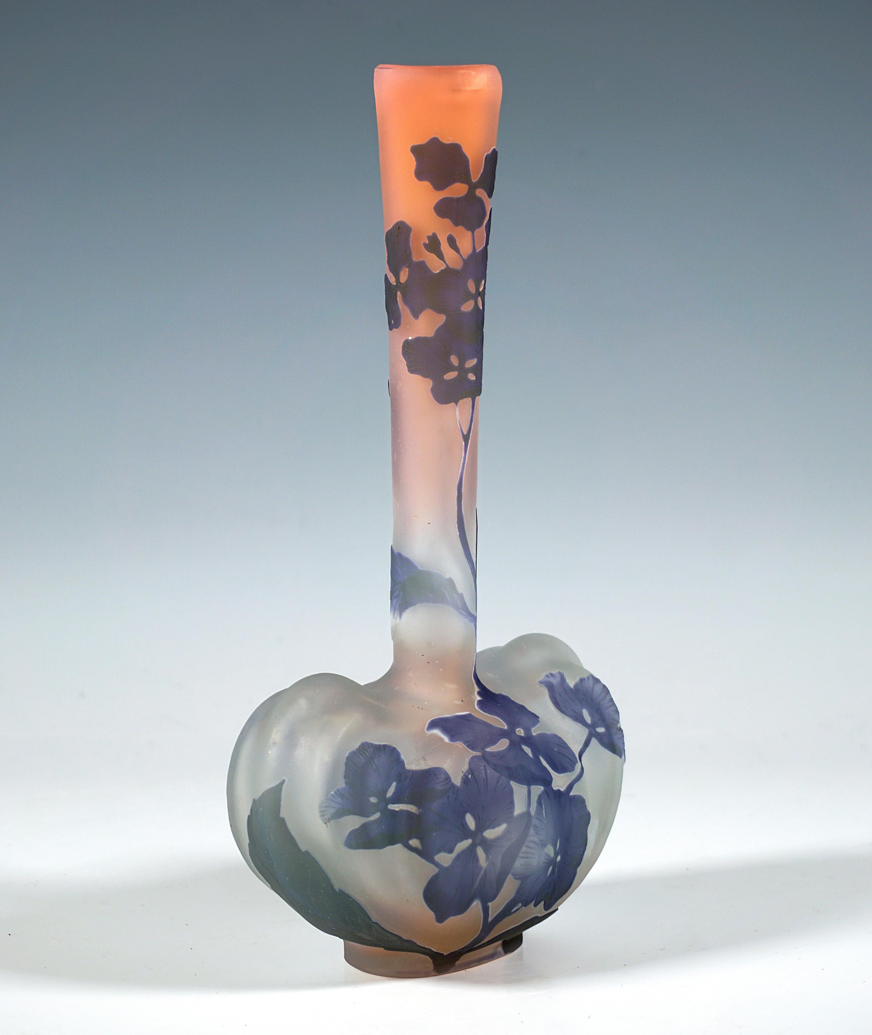 Etched Émile Gallé Art Nouveau Heart Shape Cameo Single Vase, Nancy, France 1905