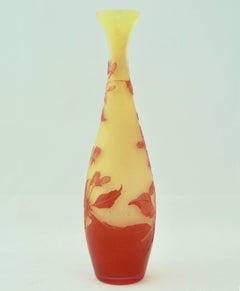 Emile Galle Art Nouveau Red Window Pane Vase, circa 1900