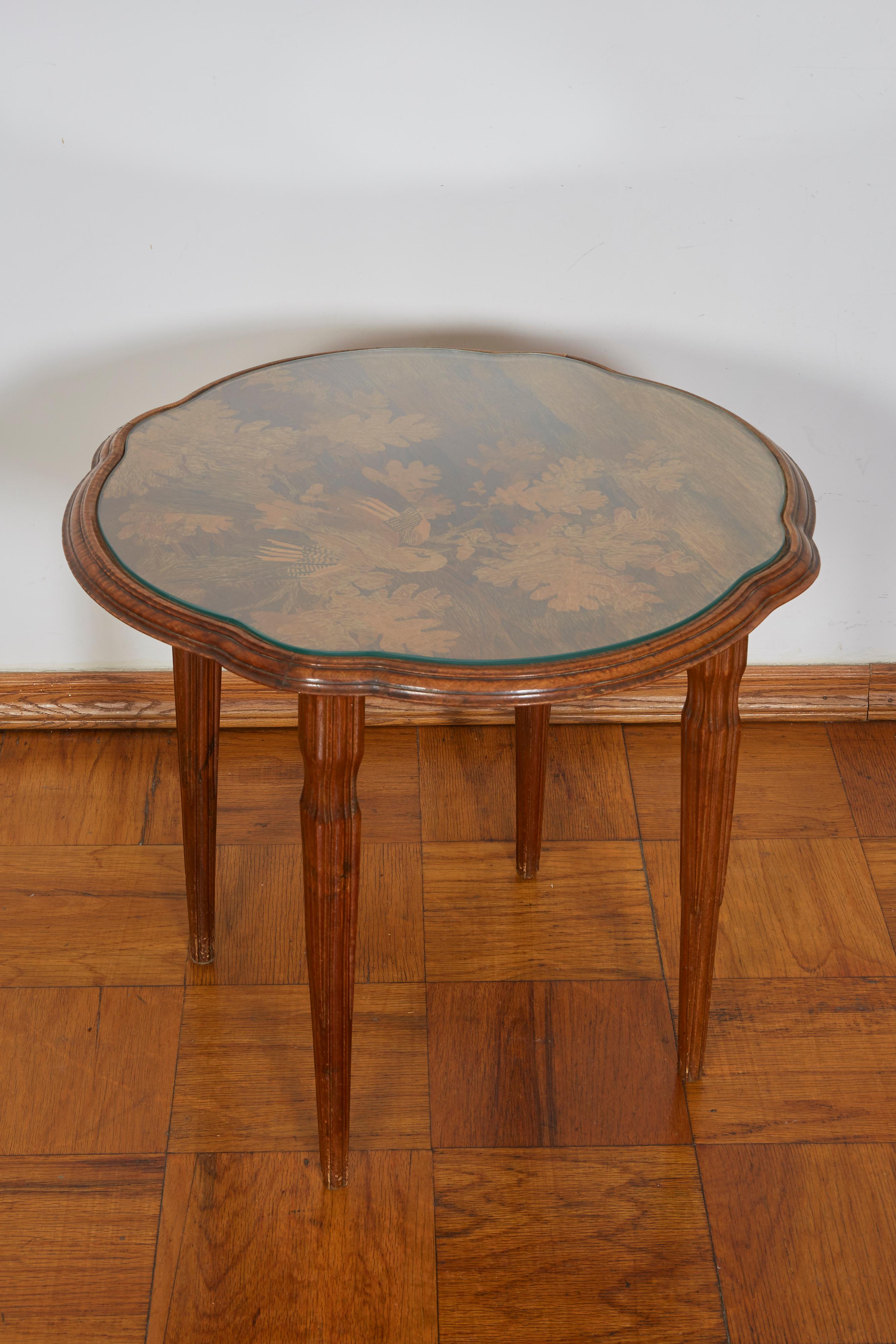 Emile Galle Art Nouveau Round Low Table In Good Condition In Bridgewater, CT