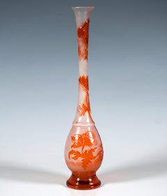 Émile Gallé Art Nouveau Single Flower Vase With Poppy Decor, France, Circa 1890