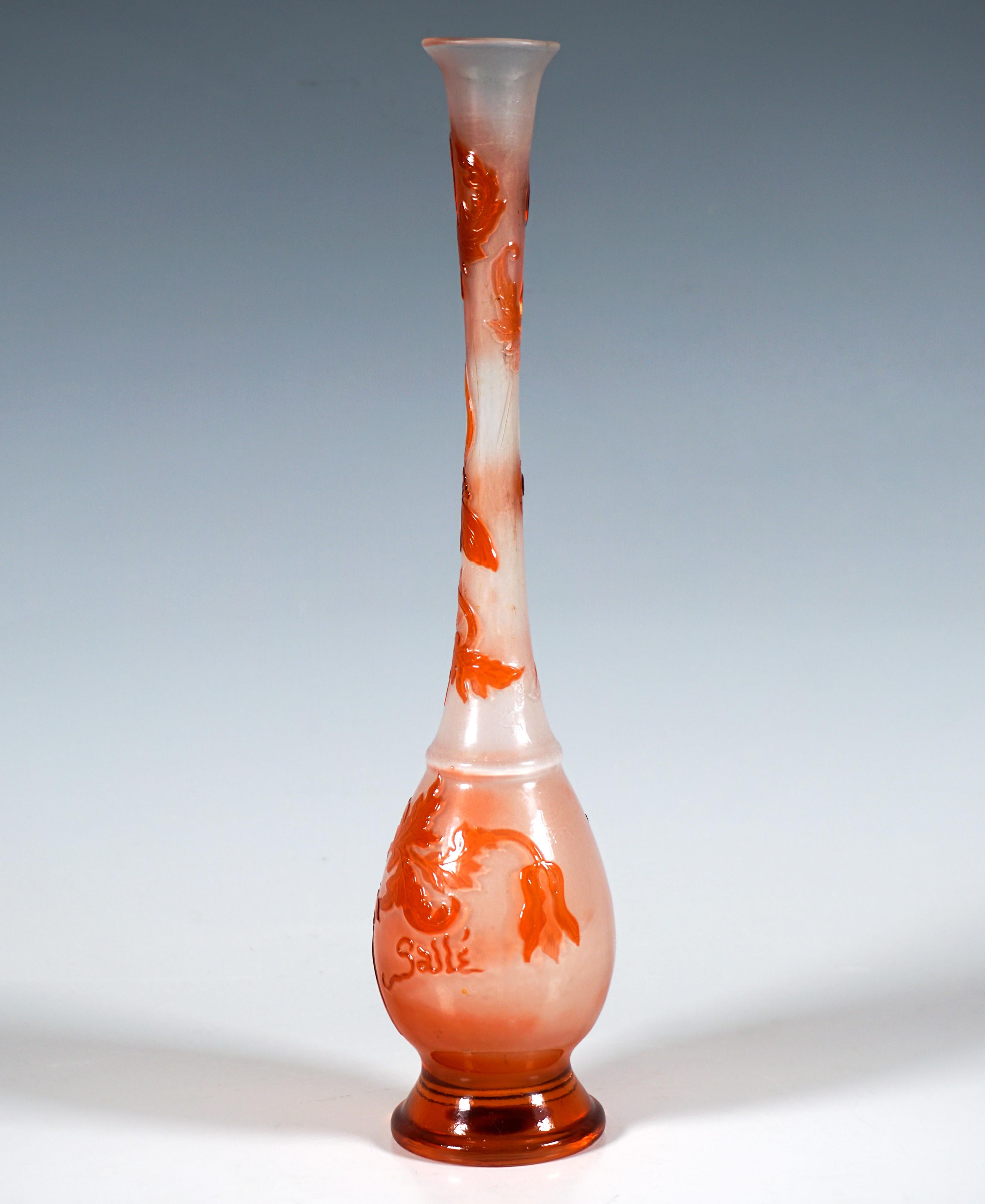 French Émile Gallé Art Nouveau Single Flower Vase With Poppy Decor, France, Circa 1890 For Sale