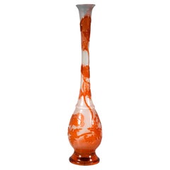 Émile Gallé Art Nouveau Florero sencillo con decoración de amapolas, Francia, circa 1890