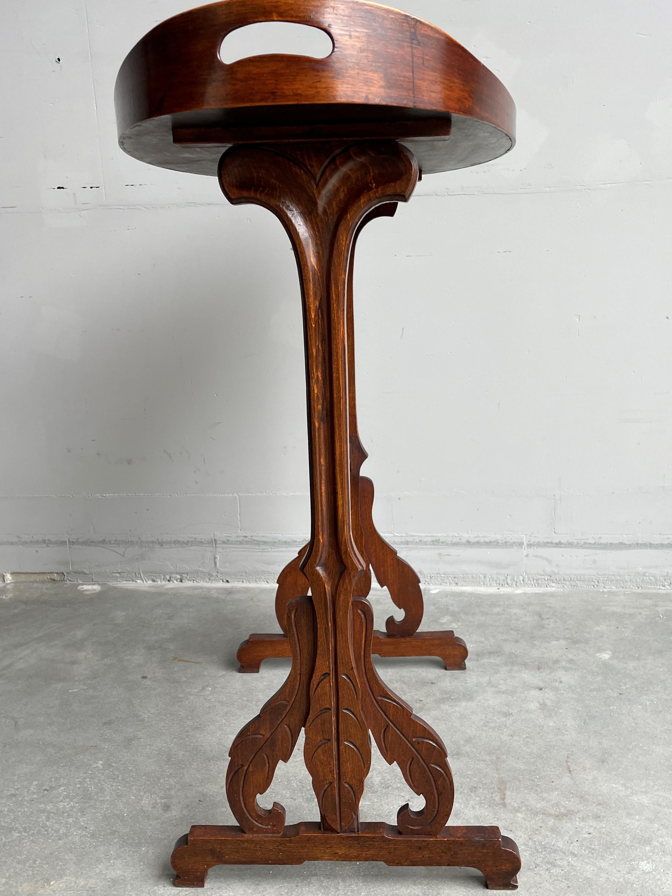 19th Century Emile Gallé Art Nouveau Tray Stand / Serving Table with Inlaid Flowers 1895-1903 For Sale