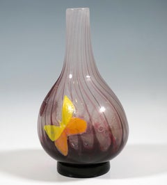 Jarrón Art Nouveau Émile Gallé 'Marqueterie Aux Papillons', Nancy Francia, 1898