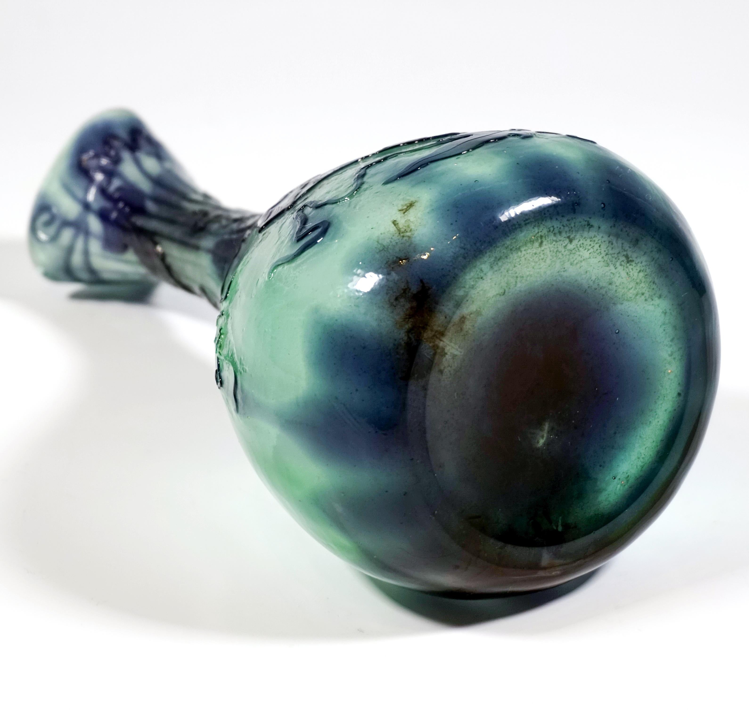 Verre Vase Art Nouveau d'Émile Gallé avec Morning Glory Decor, France, Circa 1898/1900
