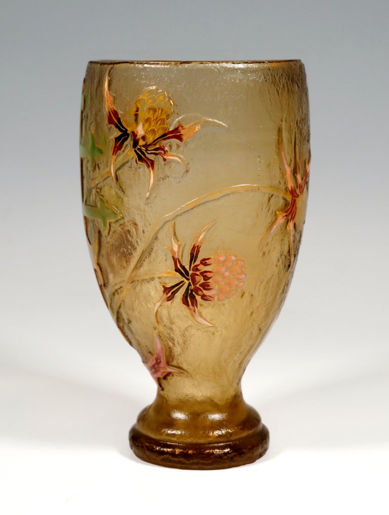 Émile Gallé Art Nouveau Vase with Thistle Decor and Cross of Lorraine,  France 1895 at 1stDibs