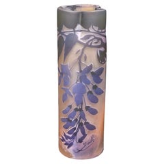 Emile Galle Authentique Vase Trilobe avec Décor Wysteria