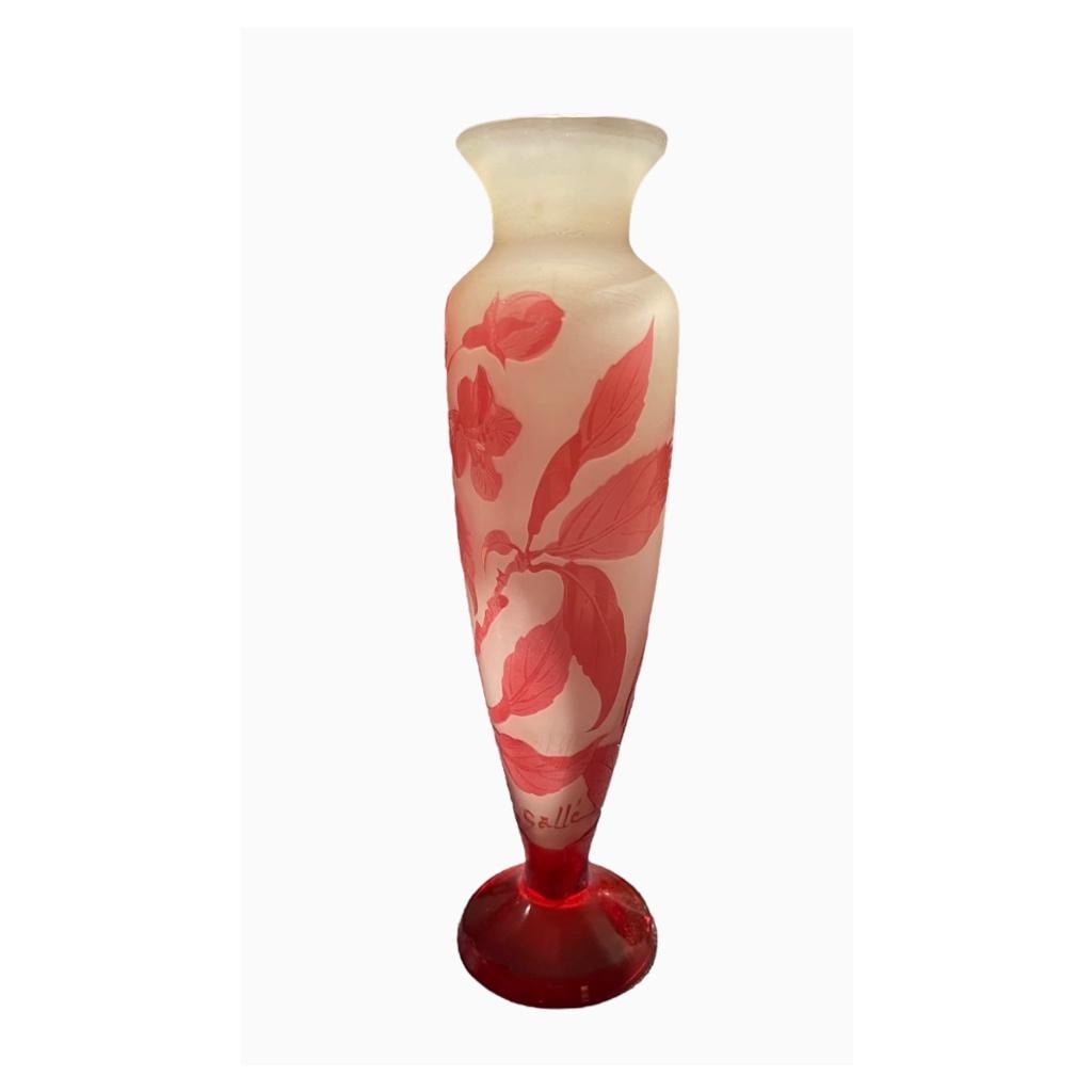 Émile Galle, Baluster Vase with Fuchsia, XXth Century For Sale 8