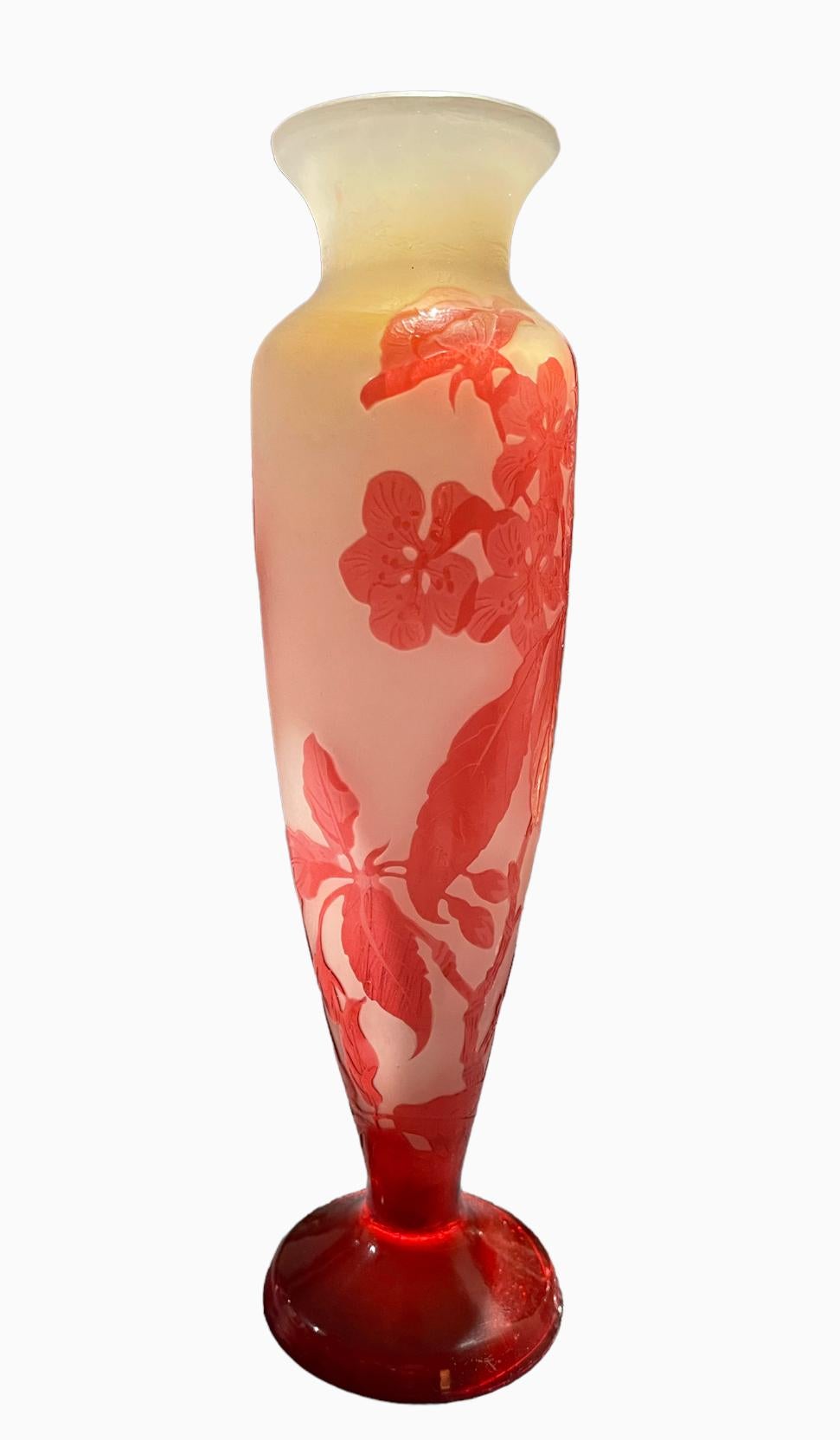 20th Century Émile Galle, Baluster Vase with Fuchsia, XXth Century For Sale