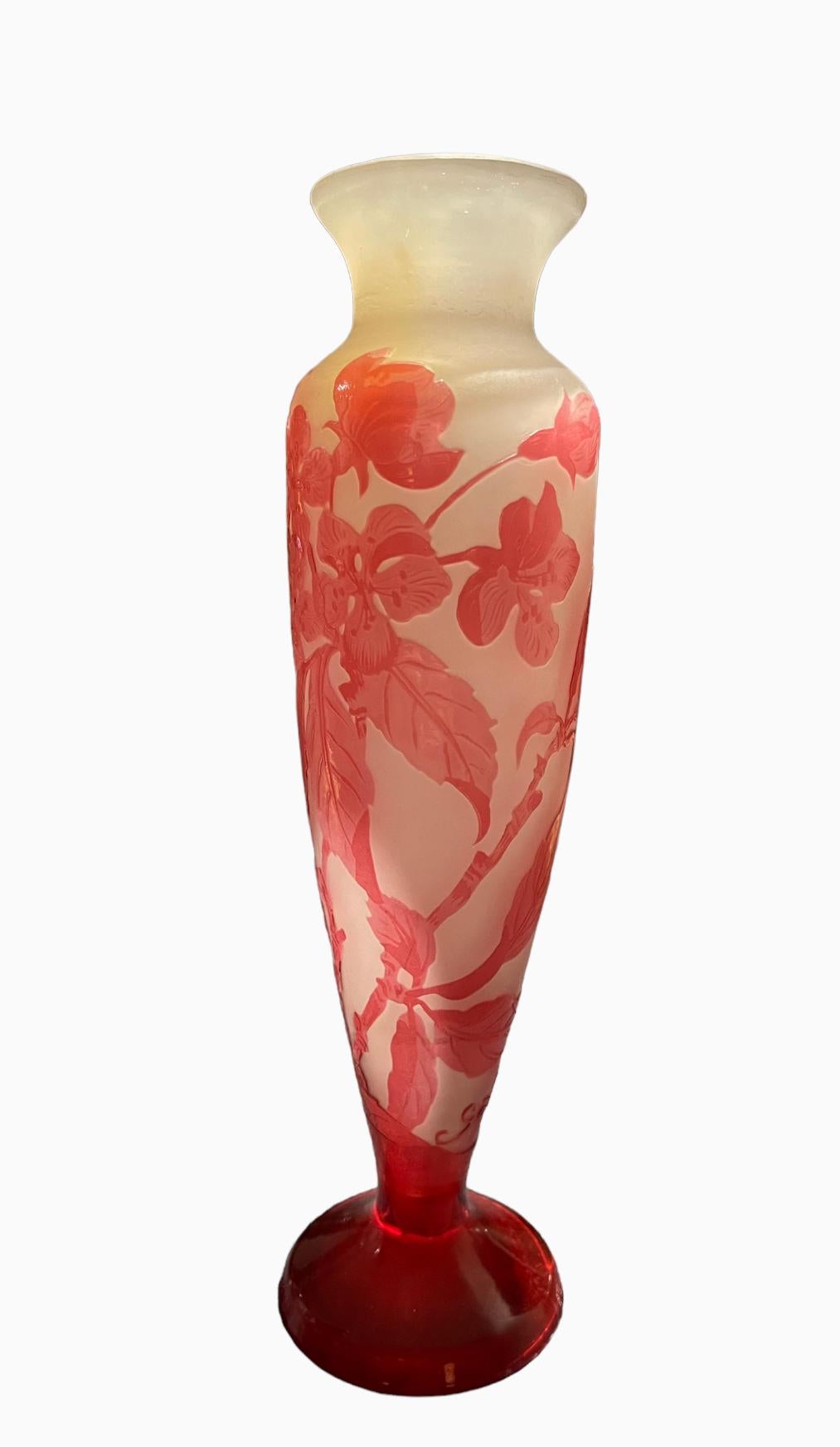 Émile Galle, Baluster Vase with Fuchsia, XXth Century For Sale 1