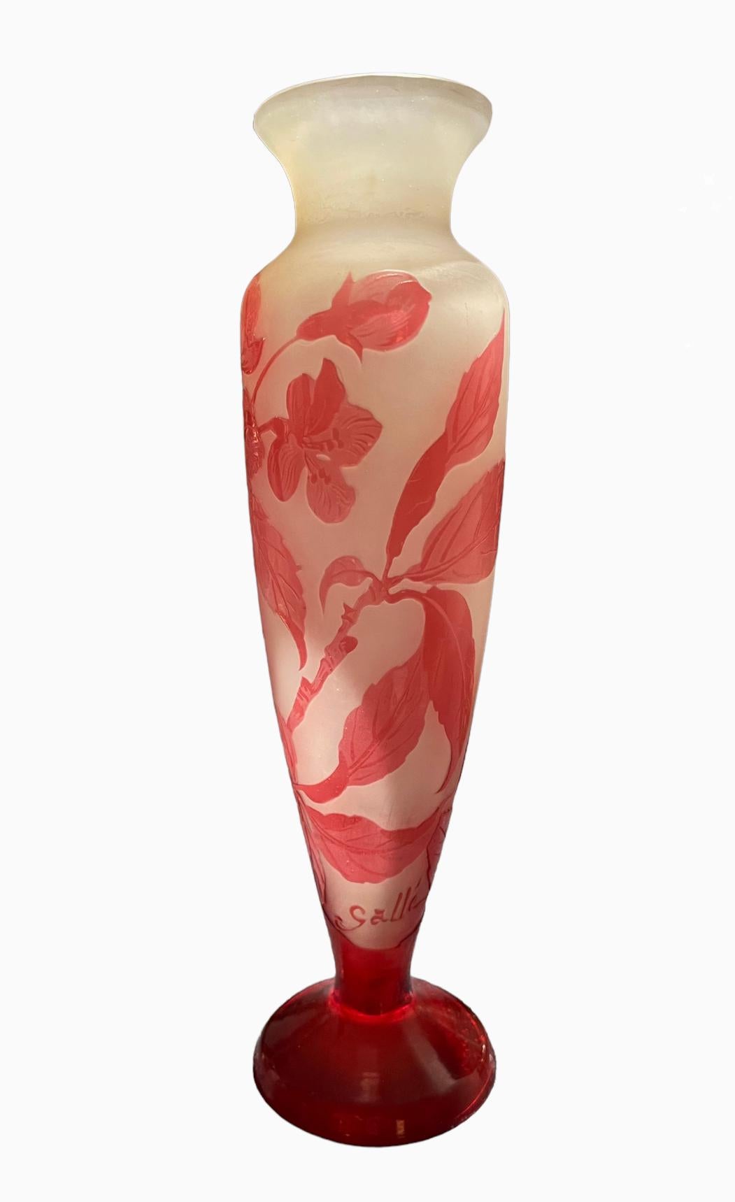 Émile Galle, Baluster Vase with Fuchsia, XXth Century For Sale 2