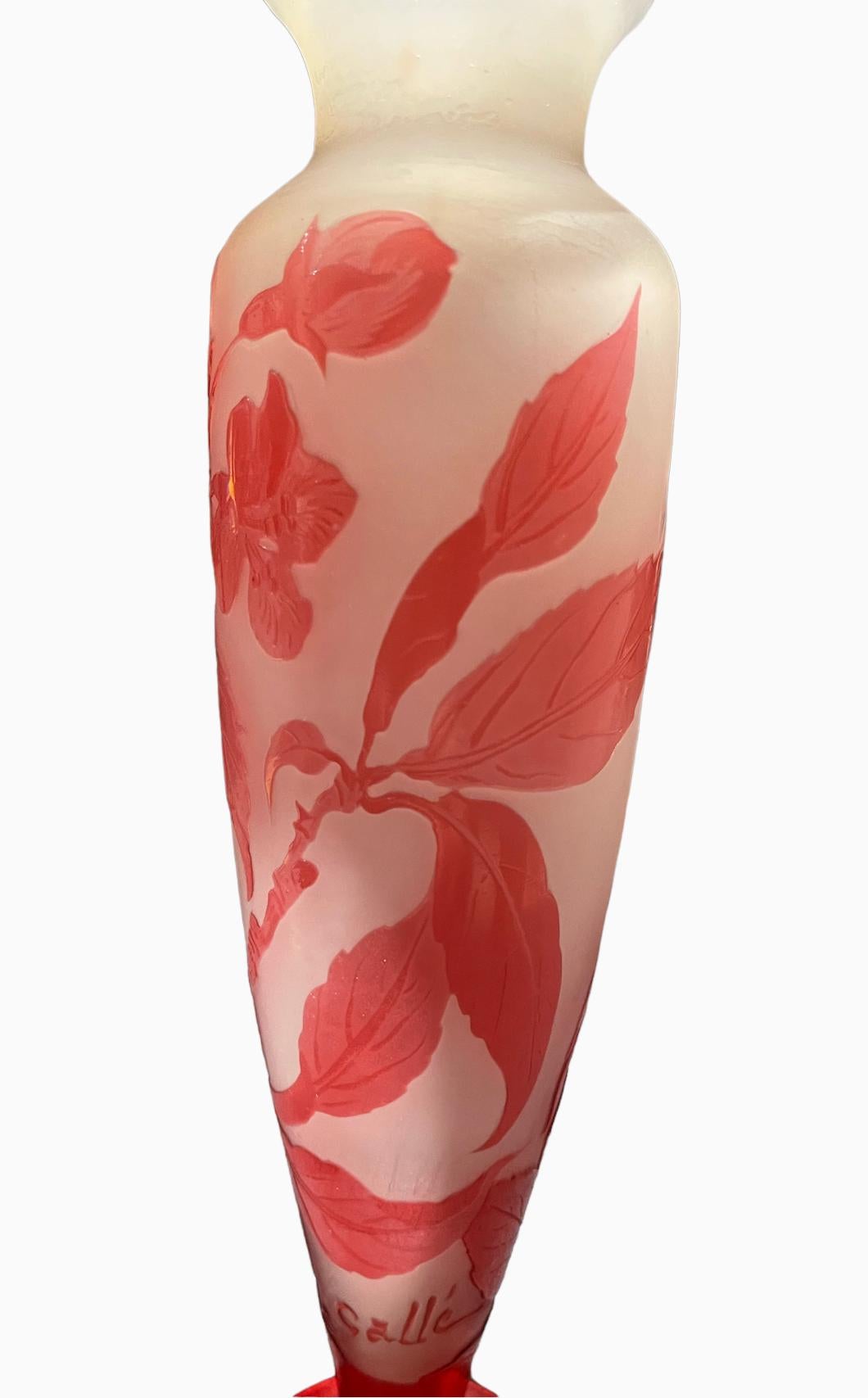 Émile Galle, Baluster Vase with Fuchsia, XXth Century For Sale 3