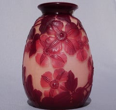 Emile Galle Blownout Red and Pink Clematis Flower Vase