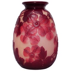 Emile Galle Blownout Red and Pink Clematis Flower Vase