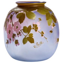 Emile Gallé Cameo Glass Apple Blossom Vase