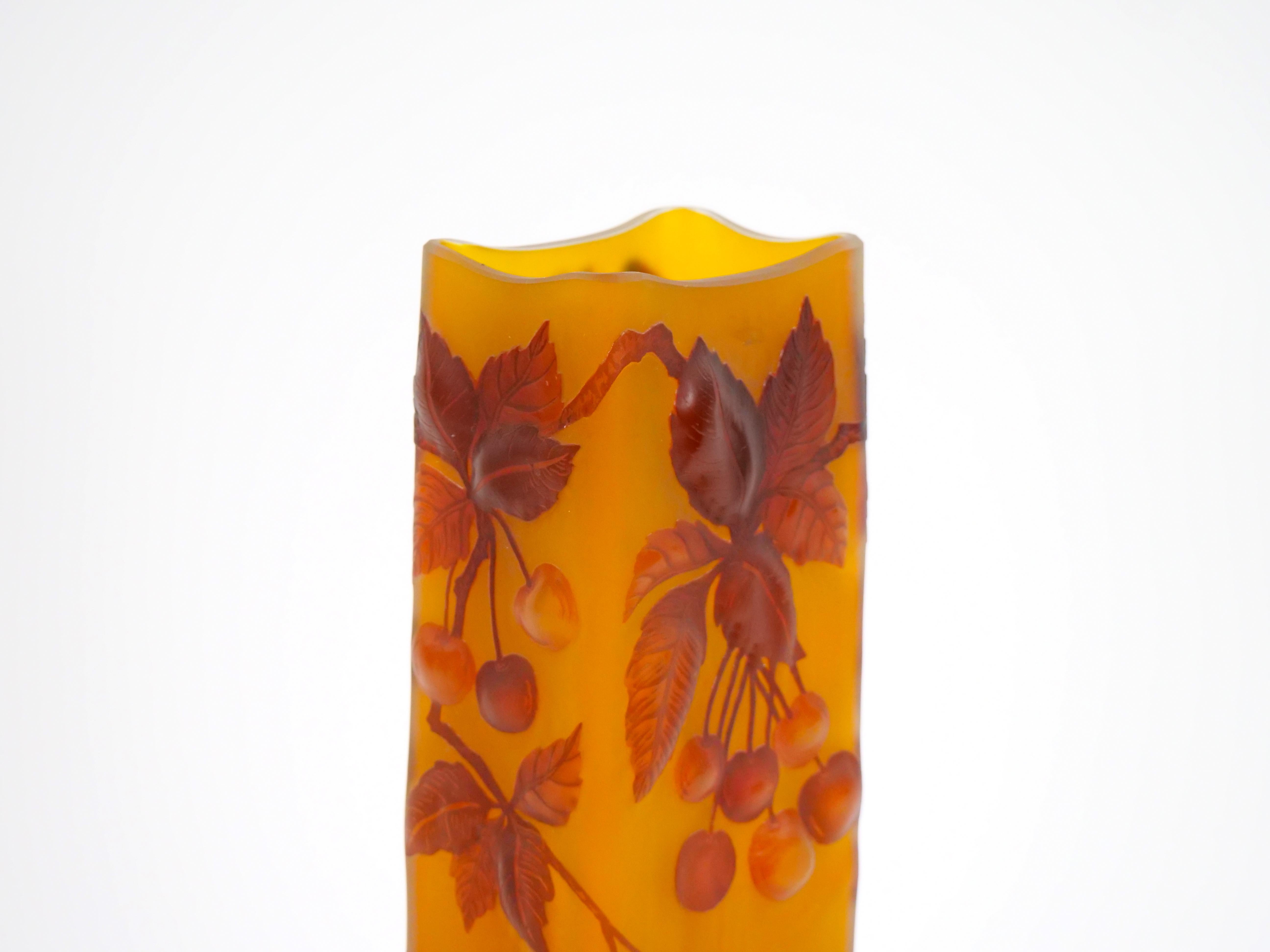 Emile Galle Cameo Glass Art Nouveau Rectangular Vase For Sale 4