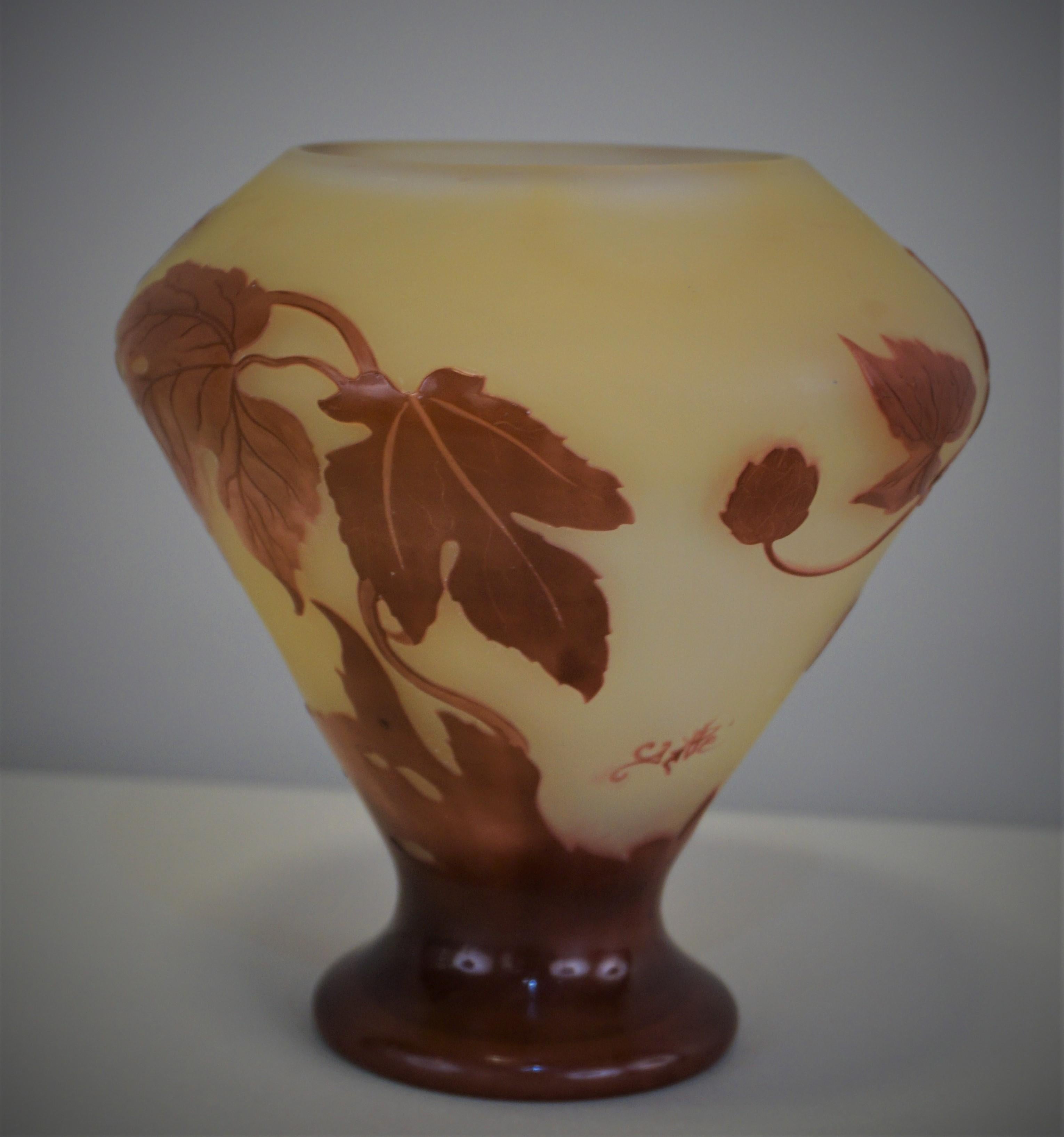 French Emile Galle Cameo Glass Art Nouveau Vase