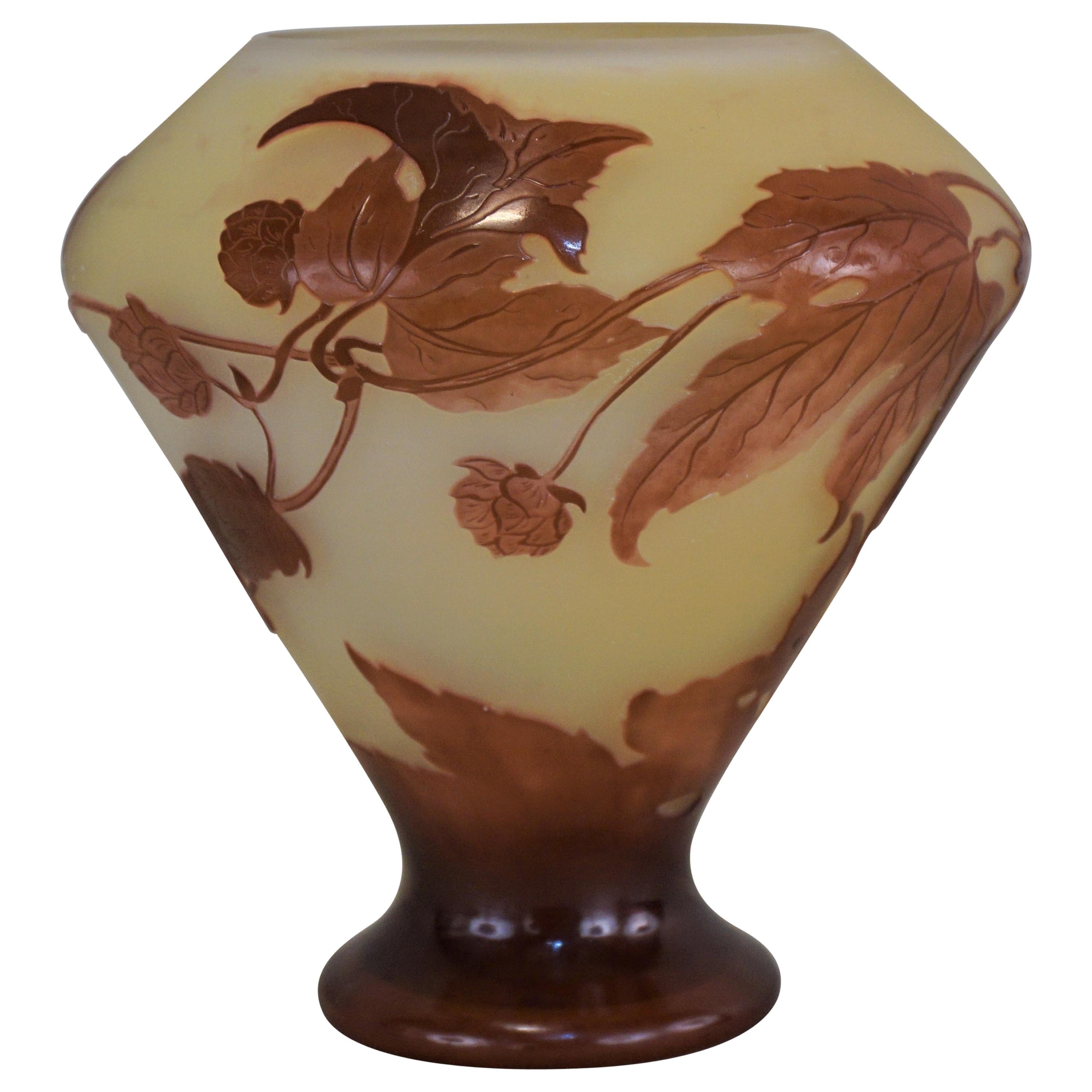 Emile Galle Cameo Glass Art Nouveau Vase