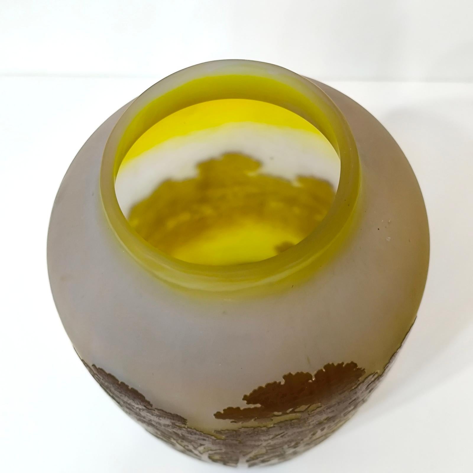 Vaso di Emile Galle con cammeo in vetro con paesaggio del lago forestale, Francia, 1904 circa in vendita 1