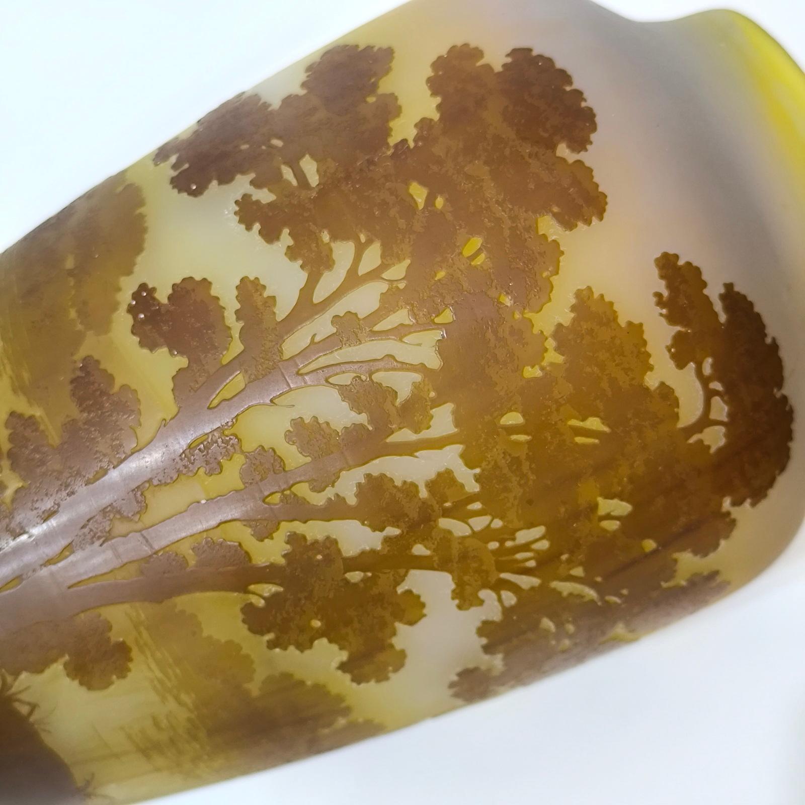 Vaso di Emile Galle con cammeo in vetro con paesaggio del lago forestale, Francia, 1904 circa in vendita 4