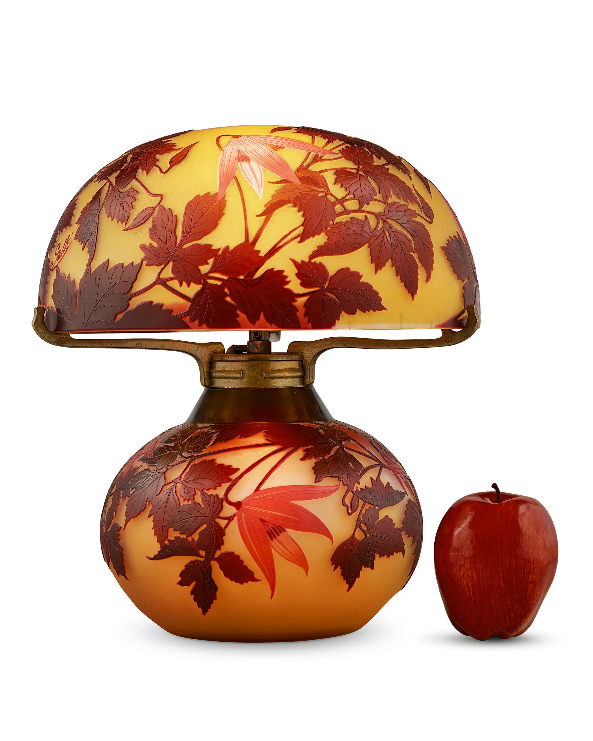 Art Nouveau Émile Gallé Cameo Glass Lamp
