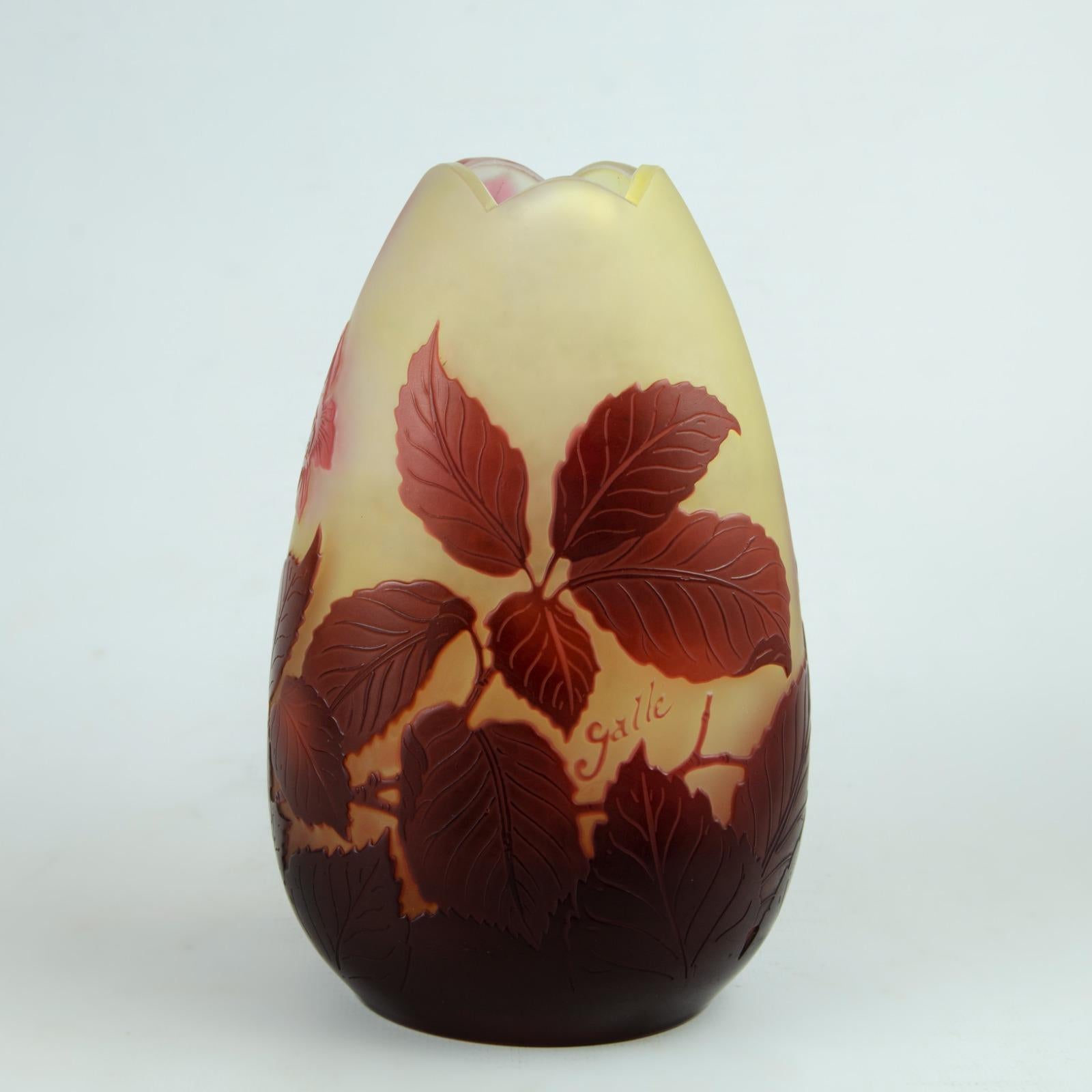 Art Deco Emile Galle Cameo Glass Vase 1900 For Sale