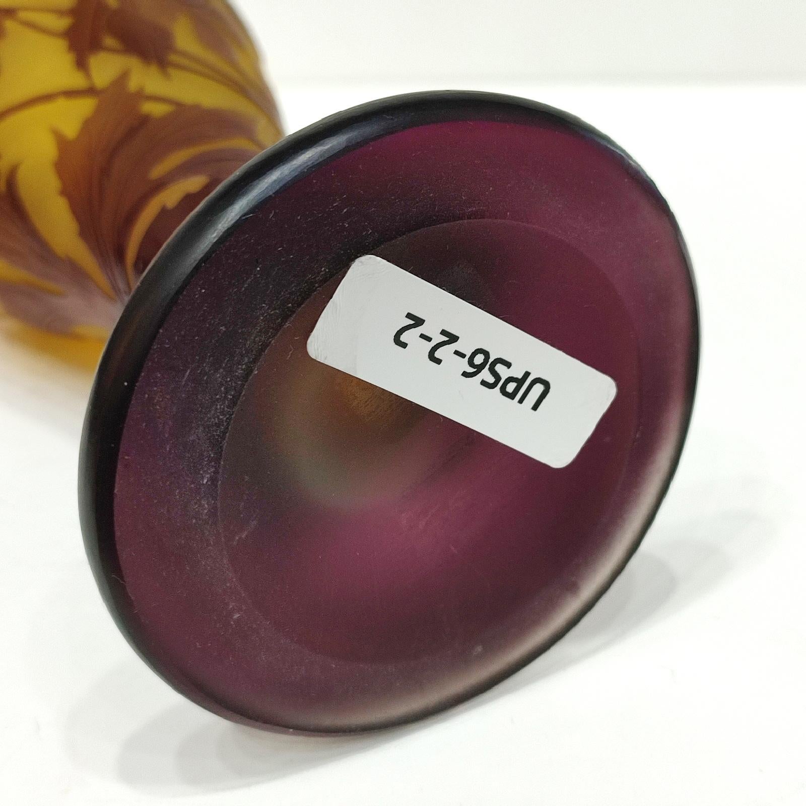 A Rare Art Nouveau Cameo Glass Vase with Clematis Decor, by Émile Gallé Nancy For Sale 5