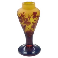 Antique Emile Galle Cameo Glass Vase Clematis